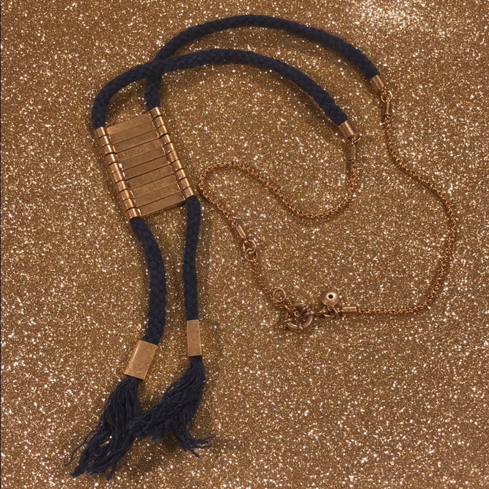 Madewell Long Gold Chain and Navy Rope Necklace
